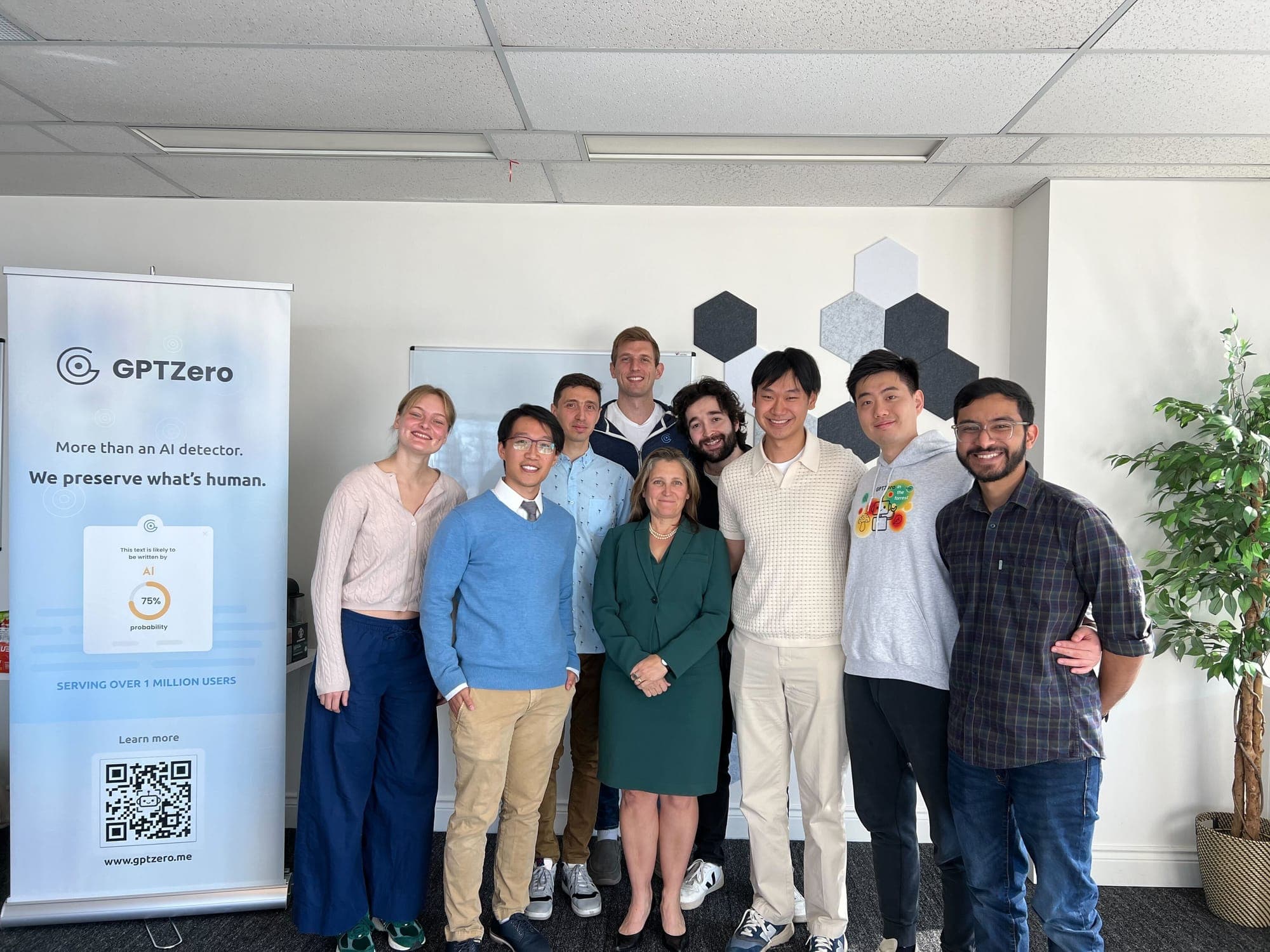 Canadian Deputy Prime Minister Chrystia Freeland visits GPTZero in Toronto