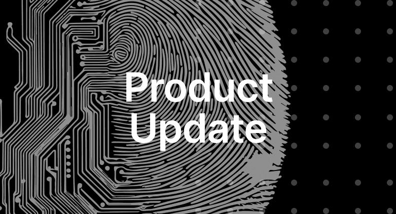 GPTZero product update announcement graphic with fingerprint and circuit board design