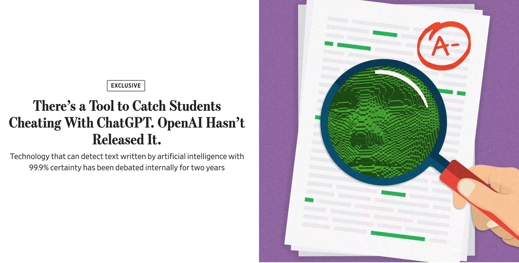 WSJ article on OpenAI's anti-cheating ChatGPT detection tool unreleased