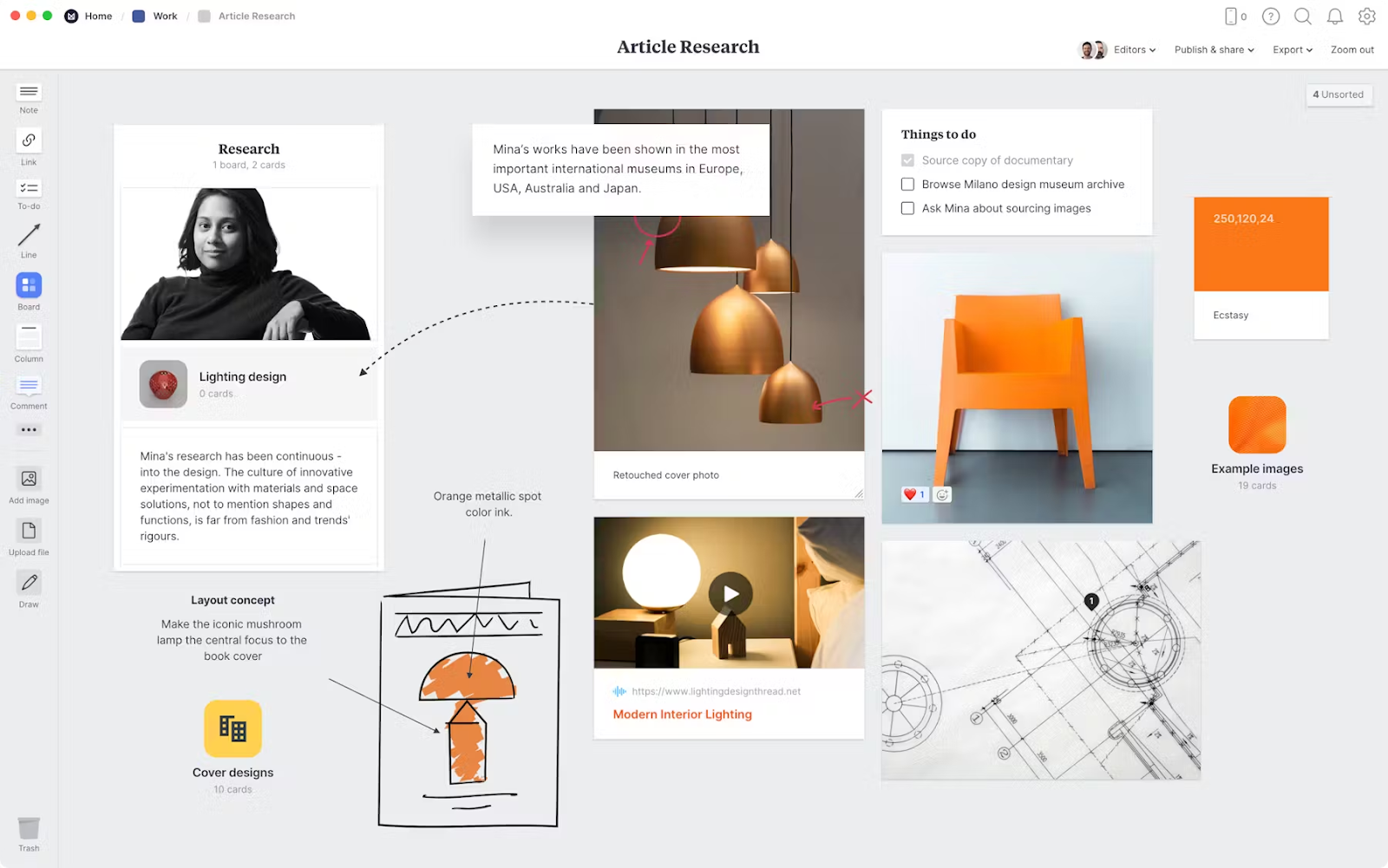 Milanote's dashboard.