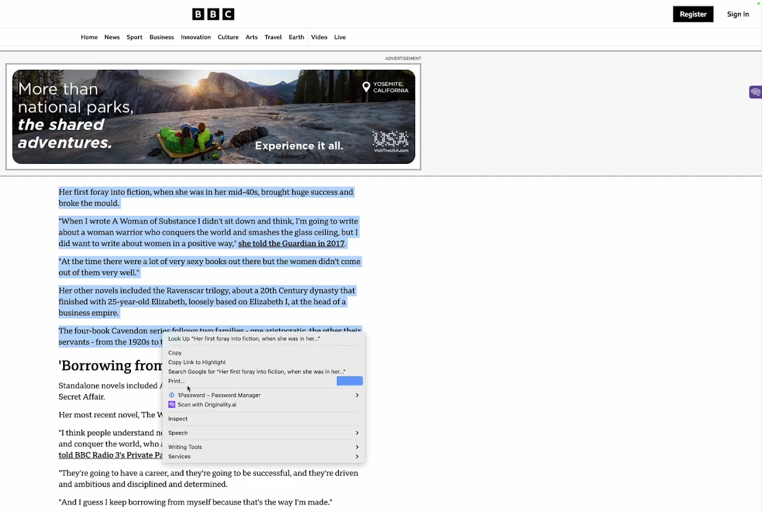 Originality AI Chrome extension detecting content.