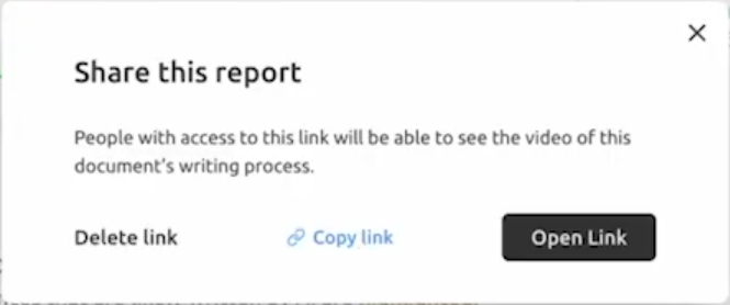 GPTZero’s writing replay share option